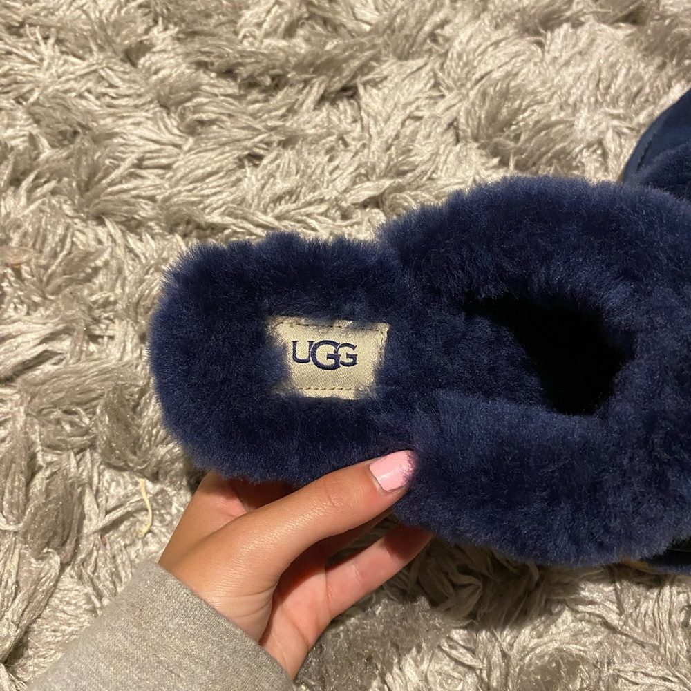 navy blue UGG slippers